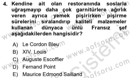 Menü Yönetimi Dersi 2020 - 2021 Yılı Yaz Okulu Sınav Soruları 4. Soru