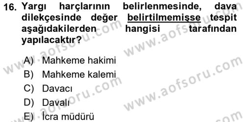 Damga Vergisi Ve Harçlar Bilgisi Dersi 2015 - 2016 Yılı Tek Ders Sınav Soruları 16. Soru