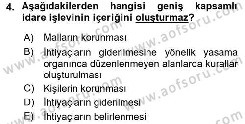 İdari Yargı Dersi 2016 - 2017 Yılı (Final) Dönem Sonu Sınav Soruları 4. Soru