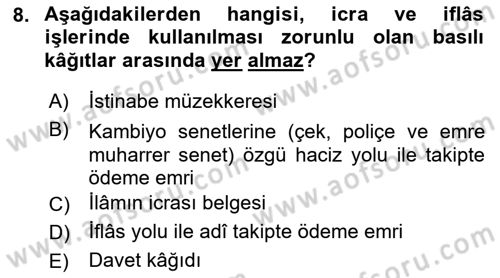 Temel Kalem Mevzuatı Bilgisi Dersi 2021 - 2022 Yılı (Final) Dönem Sonu Sınav Soruları 8. Soru