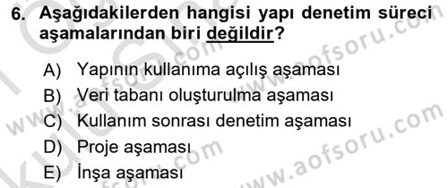 Afet Yönetimi 1 Dersi 2020 - 2021 Yılı Yaz Okulu Sınav Soruları 6. Soru