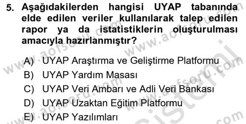 Mesleki Bilgisayar Ve Uyap Dersi 2022 - 2023 Yılı Yaz Okulu Sınav Soruları 5. Soru