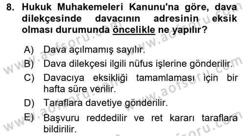 Hukuk Dili Ve Adli Yazışmalar Dersi 2023 - 2024 Yılı (Vize) Ara Sınav Soruları 8. Soru