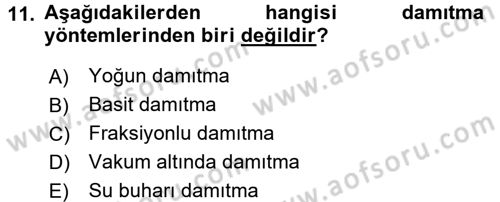 İçecek Bilgisi Dersi 2016 - 2017 Yılı 3 Ders Sınav Soruları 11. Soru