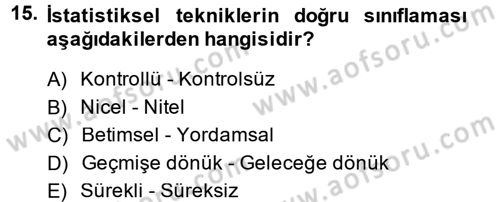 Sosyal Bilimlerde Araştırma Yöntemleri Dersi 2014 - 2015 Yılı Tek Ders Sınav Soruları 15. Soru