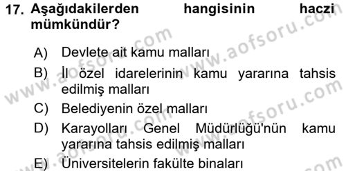 İdari Yargı Dersi 2016 - 2017 Yılı (Final) Dönem Sonu Sınav Soruları 17. Soru