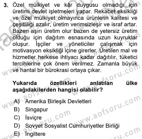 Afet Ekonomisi Ve Sigortacılığı Dersi 2018 - 2019 Yılı Yaz Okulu Sınav Soruları 3. Soru