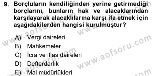 Damga Vergisi Ve Harçlar Bilgisi Dersi 2015 - 2016 Yılı Tek Ders Sınav Soruları 9. Soru