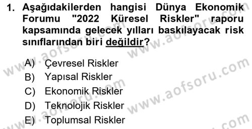 Sürdürülebilir Kentsel Dayanıklılık Dersi 2023 - 2024 Yılı Yaz Okulu Sınav Soruları 1. Soru