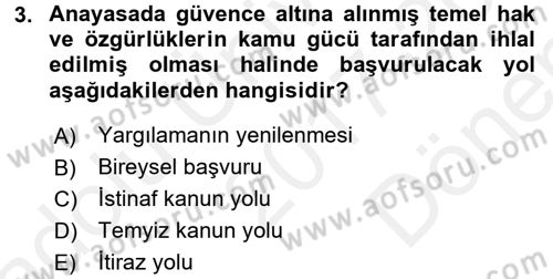 Hukuk Dili Ve Adli Yazışmalar Dersi 2017 - 2018 Yılı (Final) Dönem Sonu Sınav Soruları 3. Soru