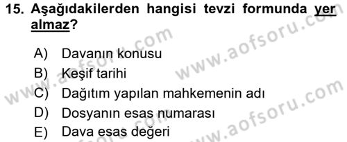 Kalem Mevzuatı Dersi 2017 - 2018 Yılı (Vize) Ara Sınav Soruları 15. Soru