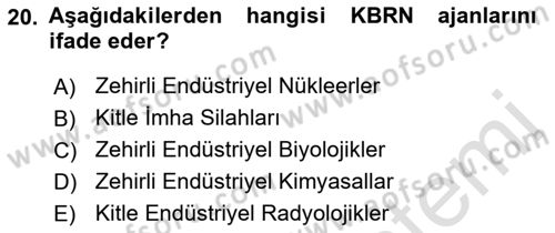Afet Risk Azaltma Politikaları Dersi 2022 - 2023 Yılı (Final) Dönem Sonu Sınav Soruları 20. Soru