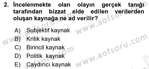 Acil Durum ve Afet Farkındalık Eğitimi Dersi 2017 - 2018 Yılı (Final) Dönem Sonu Sınav Soruları 2. Soru