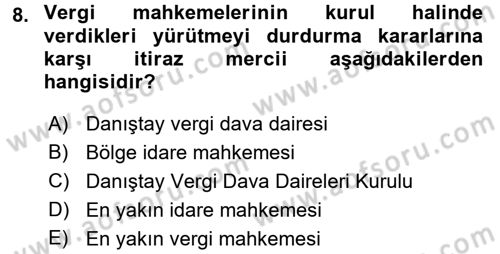 İdari Yargı Dersi 2015 - 2016 Yılı Tek Ders Sınav Soruları 8. Soru