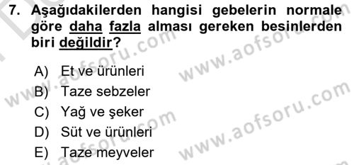 Beslenmenin Temel İlkeleri Dersi 2021 - 2022 Yılı (Final) Dönem Sonu Sınav Soruları 7. Soru