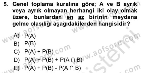 Veri Analizi Ve Değerlendirme Dersi 2023 - 2024 Yılı Yaz Okulu Sınav Soruları 5. Soru