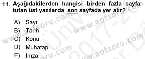Hukuk Dili Ve Adli Yazışmalar Dersi 2017 - 2018 Yılı (Vize) Ara Sınav Soruları 11. Soru