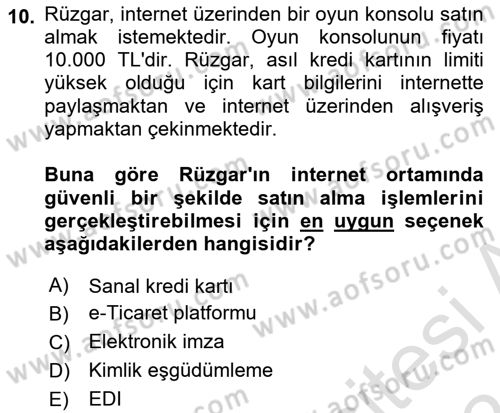 Büro Teknolojileri Dersi 2023 - 2024 Yılı (Vize) Ara Sınav Soruları 10. Soru