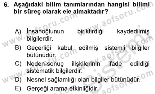 Sosyal Bilimlerde Araştırma Yöntemleri Dersi 2022 - 2023 Yılı (Vize) Ara Sınav Soruları 6. Soru