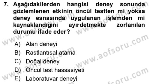 Uluslararası İlişkilerde Araştırma Yöntemleri Dersi 2024 - 2025 Yılı Yaz Okulu Sınav Soruları 7. Soru
