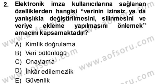 Büro Teknolojileri Dersi 2013 - 2014 Yılı (Final) Dönem Sonu Sınav Soruları 2. Soru