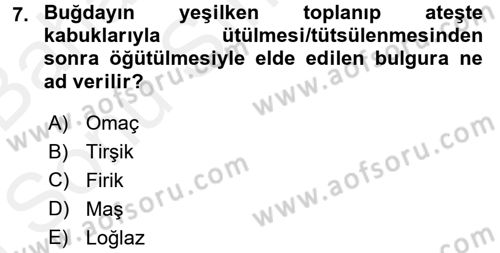 Yöresel Mutfaklar Dersi 2017 - 2018 Yılı (Final) Dönem Sonu Sınav Soruları 7. Soru
