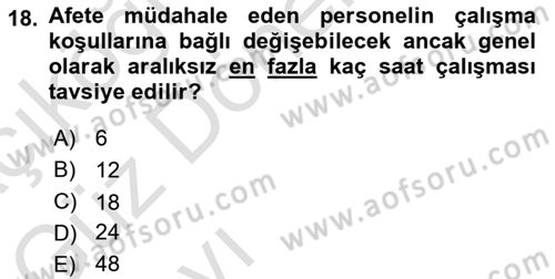 Temel Afet Bilgisi Dersi 2022 - 2023 Yılı (Vize) Ara Sınav Soruları 18. Soru