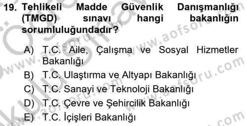 Afet Risk Azaltma Politikaları Dersi 2018 - 2019 Yılı Yaz Okulu Sınav Soruları 19. Soru