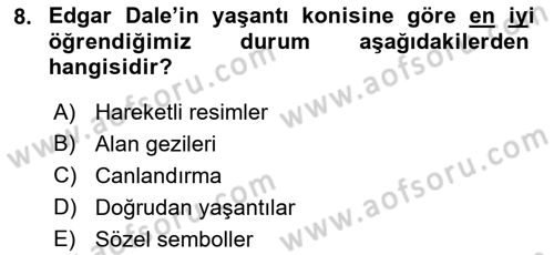 Acil Durum ve Afet Farkındalık Eğitimi Dersi 2019 - 2020 Yılı (Final) Dönem Sonu Sınav Soruları 8. Soru