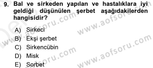 İçecek Bilgisi Dersi 2017 - 2018 Yılı 3 Ders Sınav Soruları 9. Soru