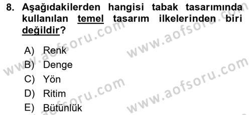 Gastronominin Temelleri Dersi 2024 - 2025 Yılı Yaz Okulu Sınav Soruları 8. Soru