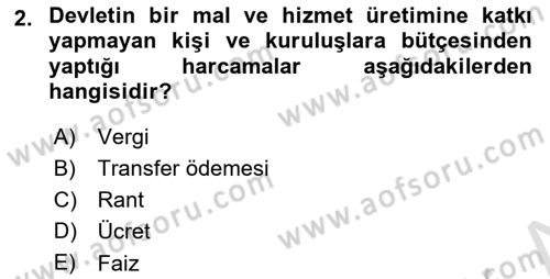Afet Ekonomisi Ve Sigortacılığı Dersi 2023 - 2024 Yılı Yaz Okulu Sınav Soruları 2. Soru