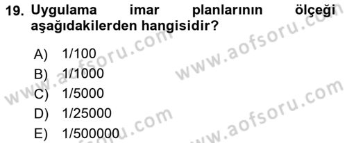 Kent, Planlama ve Afet Risk Yönetimi Dersi 2021 - 2022 Yılı (Vize) Ara Sınav Soruları 19. Soru