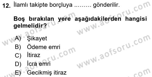 Hukuk Dili Ve Adli Yazışmalar Dersi 2016 - 2017 Yılı (Final) Dönem Sonu Sınav Soruları 12. Soru