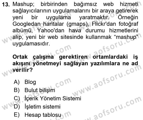 Büro Teknolojileri Dersi 2022 - 2023 Yılı (Vize) Ara Sınav Soruları 13. Soru