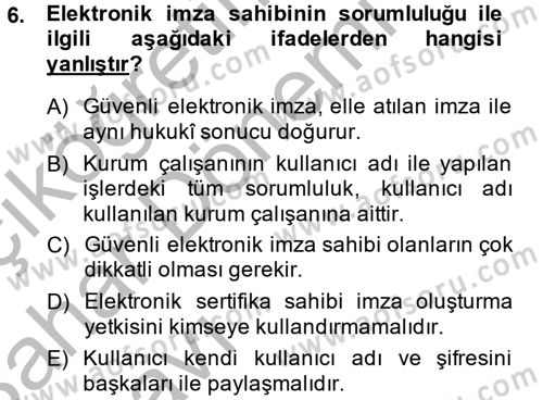 Kalem Mevzuatı Dersi 2014 - 2015 Yılı (Vize) Ara Sınav Soruları 6. Soru