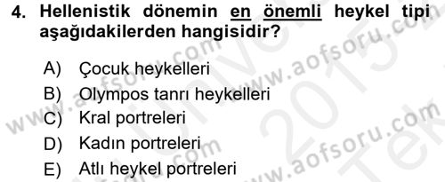 Anadolu Arkeolojisi Dersi 2015 - 2016 Yılı Tek Ders Sınav Soruları 4. Soru