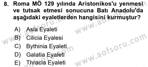 Arkeolojik Alan Yönetimi Dersi 2015 - 2016 Yılı (Final) Dönem Sonu Sınav Soruları 8. Soru