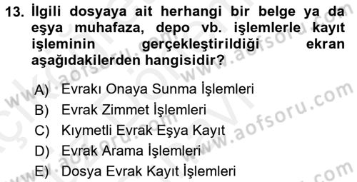 Ulusal Yargı Ağı Projesi 1 Dersi 2016 - 2017 Yılı (Final) Dönem Sonu Sınav Soruları 13. Soru
