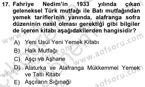 Gastronomi Ve Medya Dersi 2019 - 2020 Yılı (Vize) Ara Sınav Soruları 17. Soru