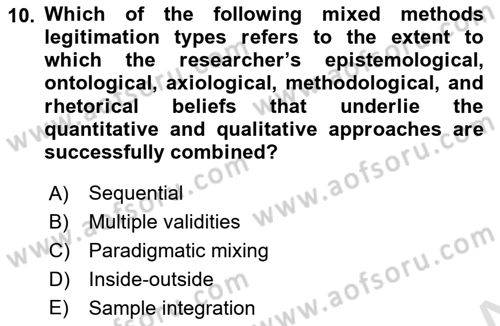Research Methods Dersi 2023 - 2024 Yılı (Final) Dönem Sonu Sınav Soruları 10. Soru