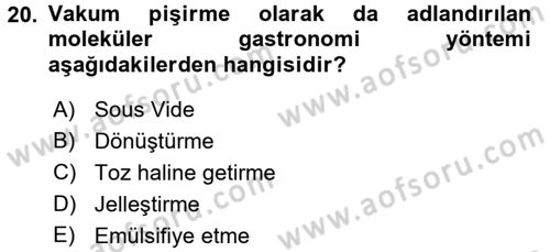 Menü Yönetimi Dersi 2016 - 2017 Yılı 3 Ders Sınav Soruları 20. Soru