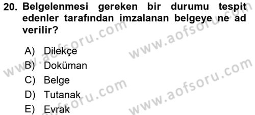 Hukuk Dili Ve Adli Yazışmalar Dersi 2016 - 2017 Yılı (Vize) Ara Sınav Soruları 20. Soru