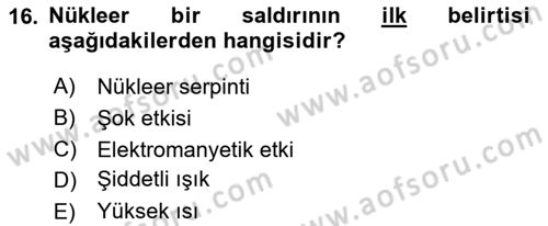 Kbrn Savunma Ve Güvenlik Dersi 2024 - 2025 Yılı (Final) Dönem Sonu Sınav Soruları 16. Soru