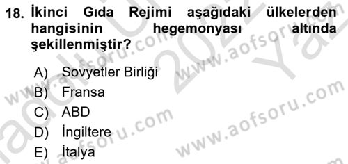 Gastronomi Ve Sürdürülebilirlik Dersi 2022 - 2023 Yılı Yaz Okulu Sınav Soruları 18. Soru