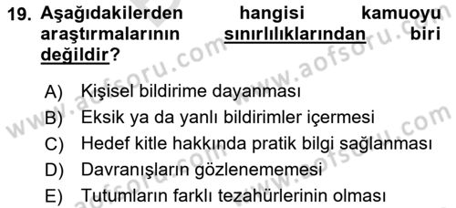 Uluslararası İlişkilerde Araştırma Yöntemleri Dersi 2023 - 2024 Yılı (Final) Dönem Sonu Sınav Soruları 19. Soru