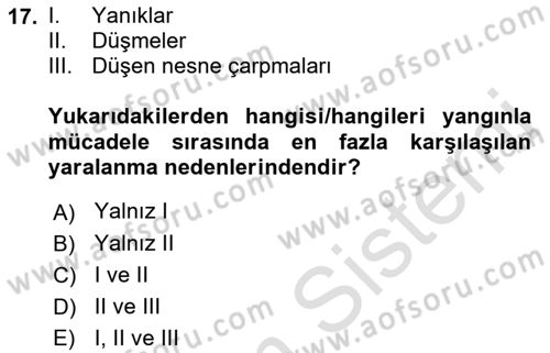 Temel Afet Bilgisi Dersi 2022 - 2023 Yılı (Vize) Ara Sınav Soruları 17. Soru