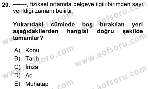 Hukuk Dili Ve Adli Yazışmalar Dersi 2021 - 2022 Yılı (Vize) Ara Sınav Soruları 20. Soru