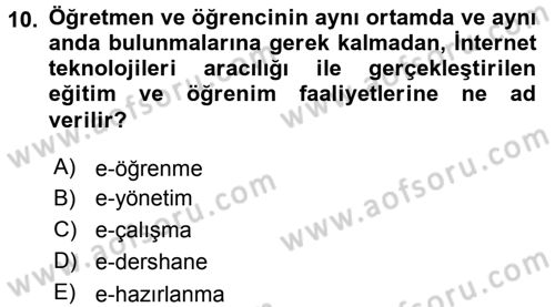 Büro Teknolojileri Dersi 2016 - 2017 Yılı 3 Ders Sınav Soruları 10. Soru
