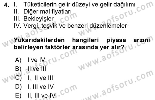 Afet Ekonomisi Ve Sigortacılığı Dersi 2023 - 2024 Yılı Yaz Okulu Sınav Soruları 4. Soru
